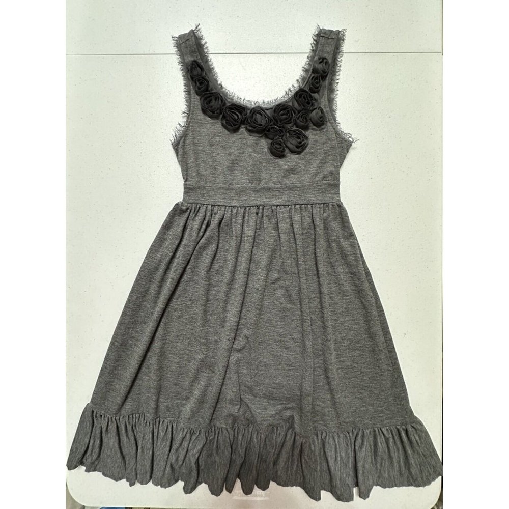Candie's Rosette Neck Sleeveless Ruffle Hem Fit &‎ Flare Dress Gray Junior's XS